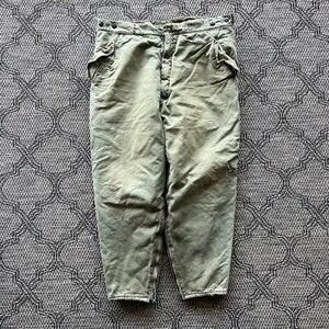 Vintage Thermo-King Pants Mens 36x27 Green Quilted Insulated Canvas Hunting 60s